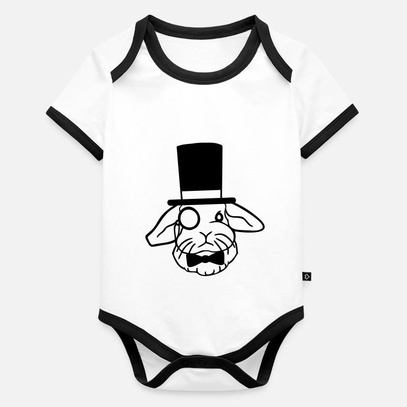 Mr. Bunny Gentleman Top Hat Monocle Glasses Organic Baby Contrasting Bodysuit