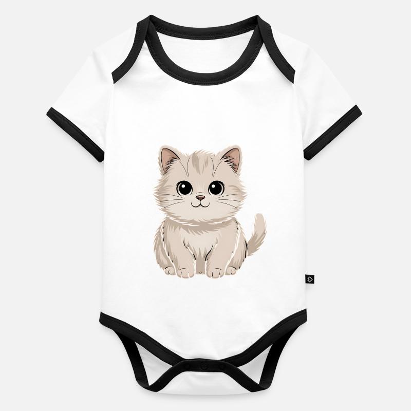 Chat persan Body Bébé bio contrasté manches courtes