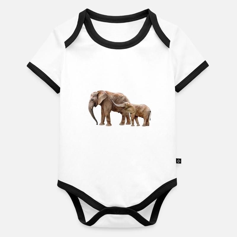 Éléphant Body Bébé bio contrasté manches courtes