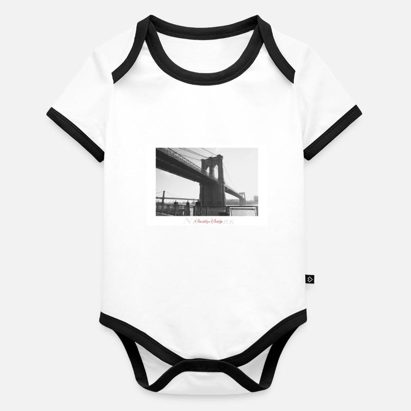 Pont de Brooklyn (Affiche) Body Bébé bio contrasté manches courtes