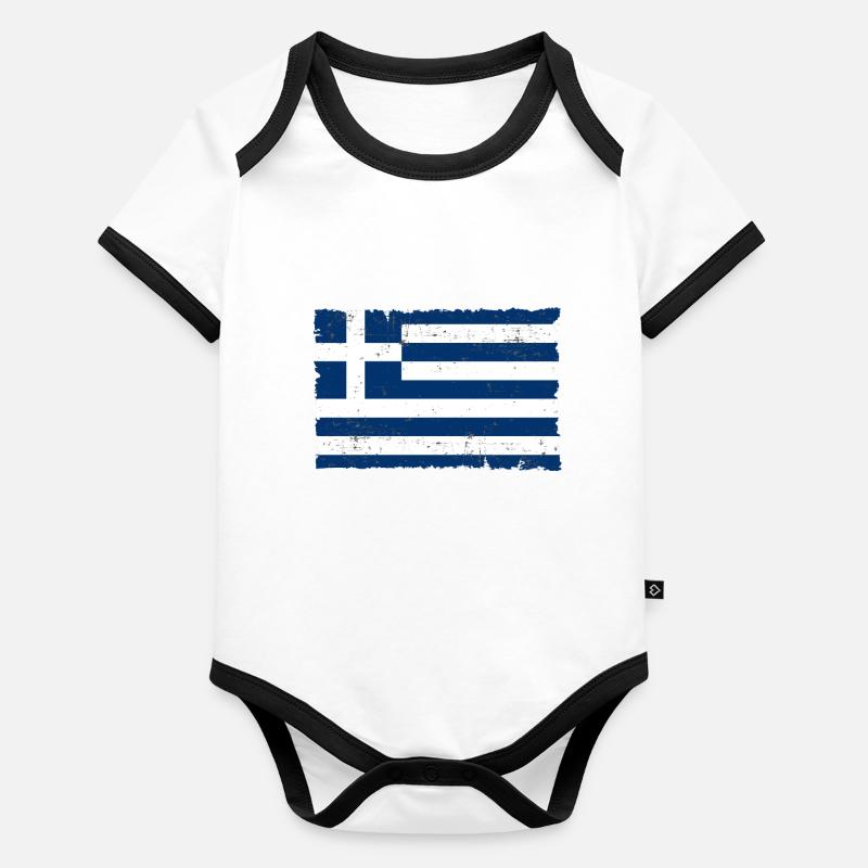 Grèce Body Bébé bio contrasté manches courtes
