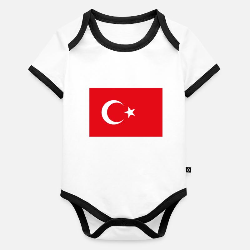 Turkey flag Organic Baby Contrasting Bodysuit