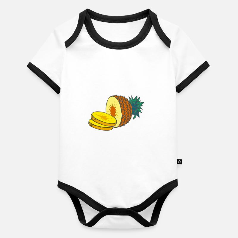 ananas Body Bébé bio contrasté manches courtes