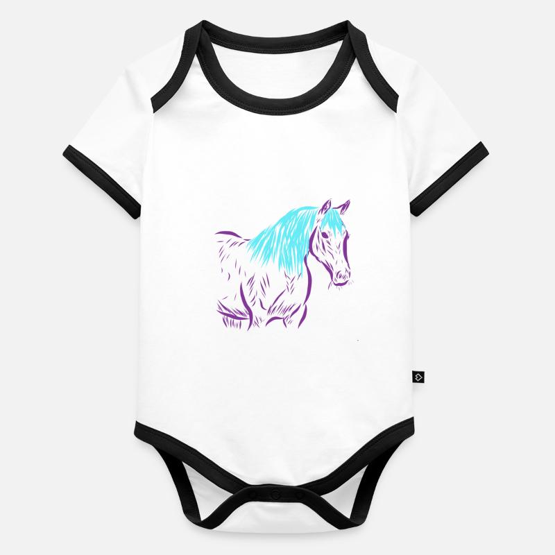 Cheval Body Bébé bio contrasté manches courtes