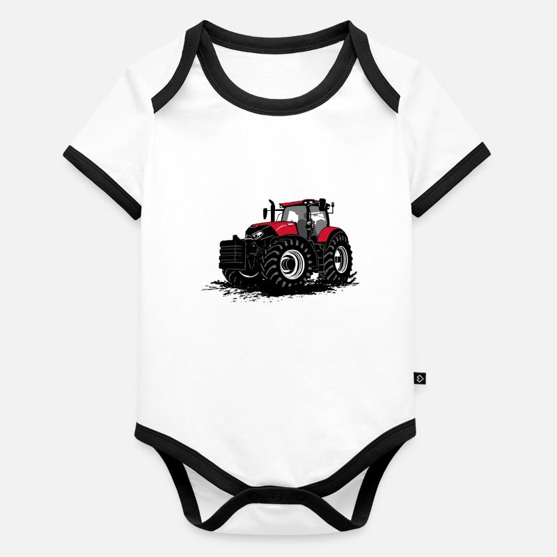 Tractor - tractor - tug - farmer Organic Baby Contrasting Bodysuit