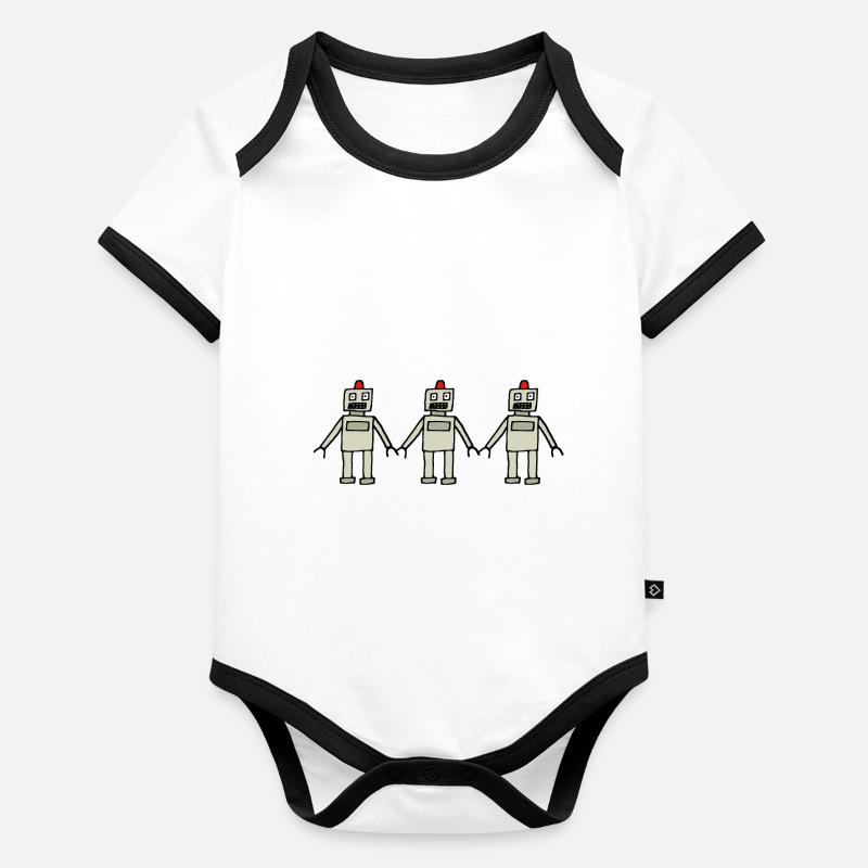 Roboter, Comicfiguren Baby Bio-Kurzarm-Kontrastbody