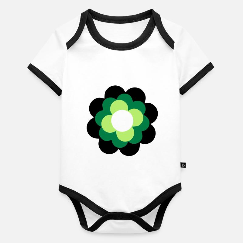 Fleur une Body Bébé bio contrasté manches courtes