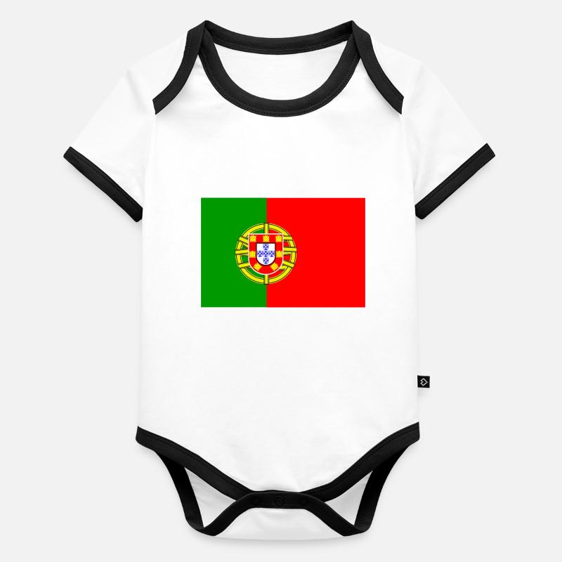 Drapeau du Portugal Body Bébé bio contrasté manches courtes