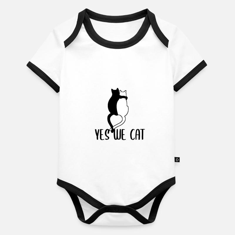 Yes we cat Body Bébé bio contrasté manches courtes