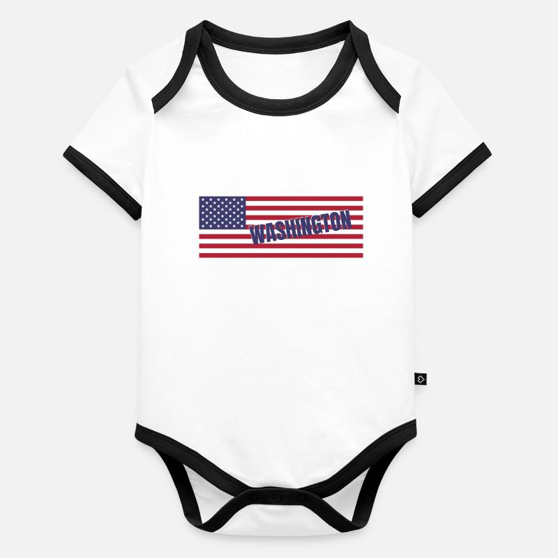 L’État de Washington DC dans le drapeau américain Body Bébé bio contrasté manches courtes