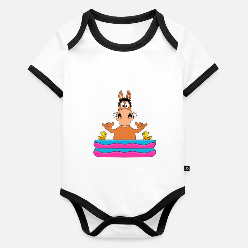 PFERD - PONY - POOL - PLANSCHBECKEN - TIER - FUN Baby Bio-Kurzarm-Kontrastbody