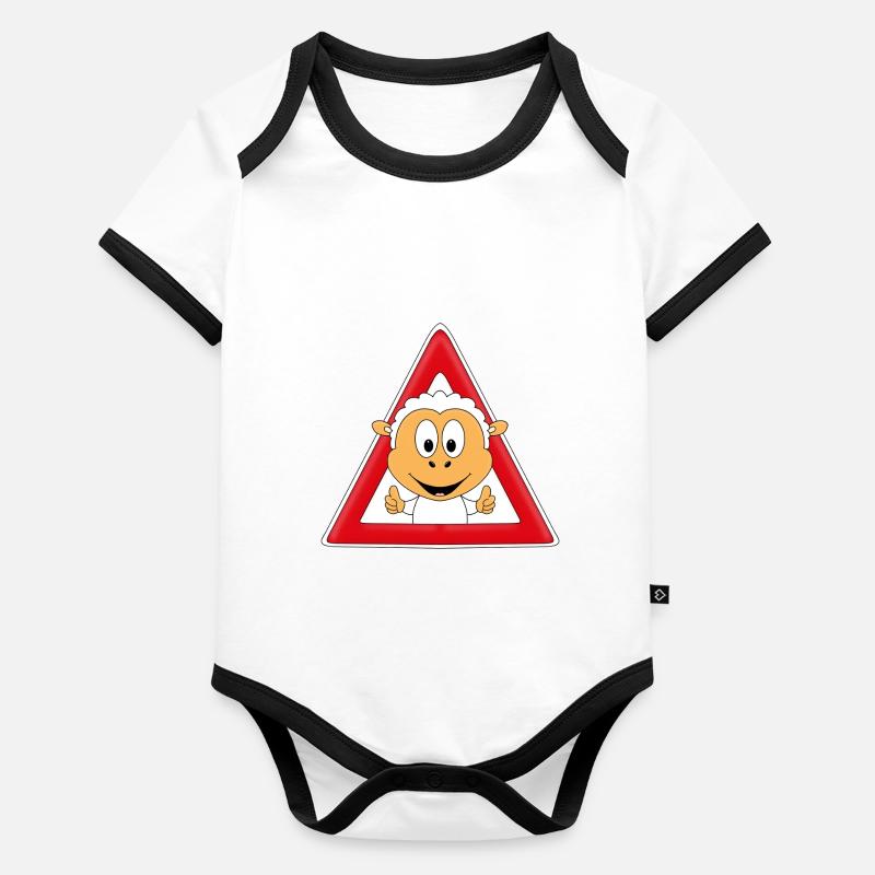 ACHTUNG SCHAF - SCHÄFER - HIRTE - TIER - TIERISCH Baby Bio-Kurzarm-Kontrastbody
