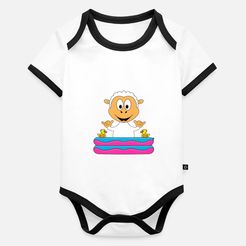 SCHAF - SHAKA - POOL - PLANSCHBECKEN - SOMMER Baby Bio-Kurzarm-Kontrastbody