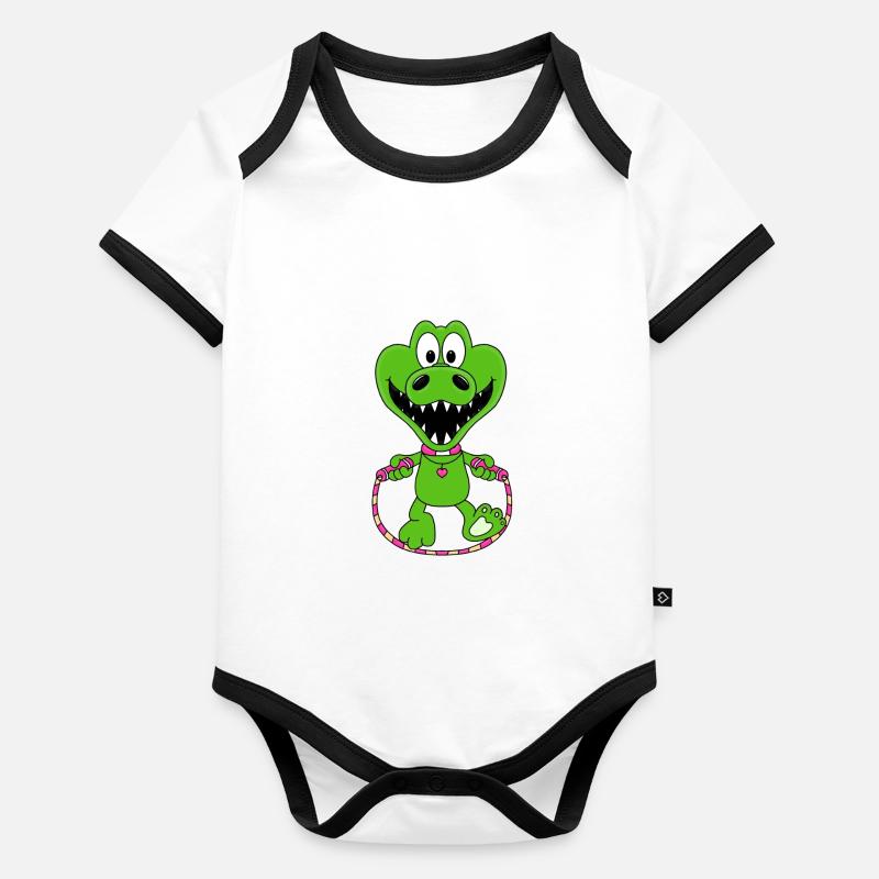 KROKODIL - SEILSPRINGEN - TIER - SPRINGSEIL Baby Bio-Kurzarm-Kontrastbody