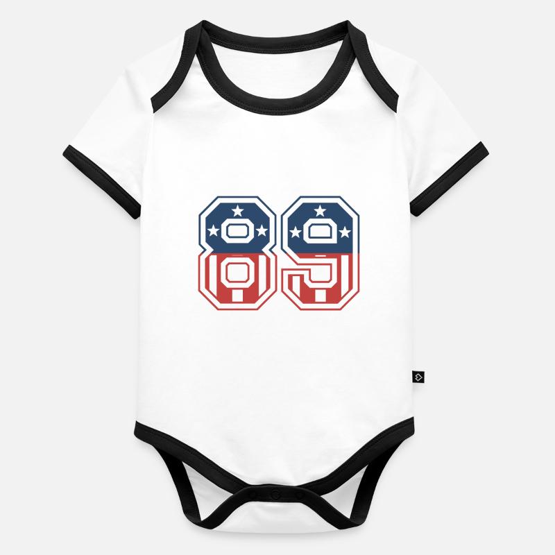 Numéro 89 États-Unis Body Bébé bio contrasté manches courtes