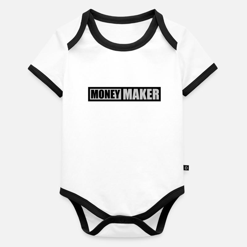 Texte Logo Money Maker Body Bébé bio contrasté manches courtes