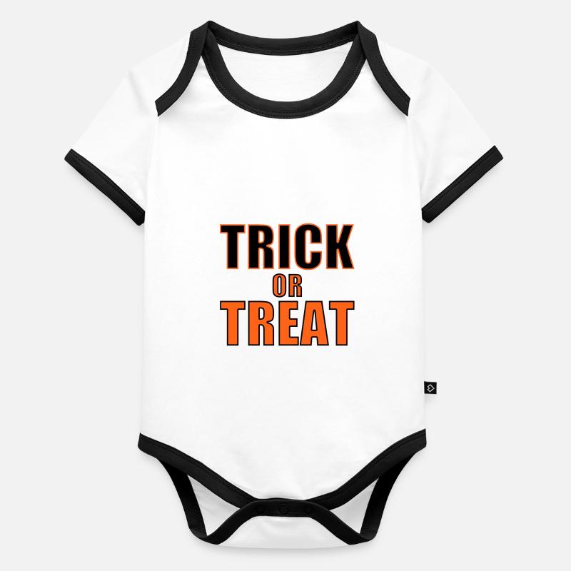 TRICK OR TREAT - HALLOWEEN - SÜßES ODER SAURES Baby Bio-Kurzarm-Kontrastbody