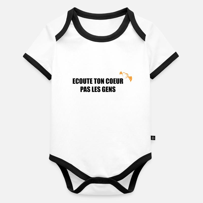 ECOUTE TON COEUR Body Bébé bio contrasté manches courtes