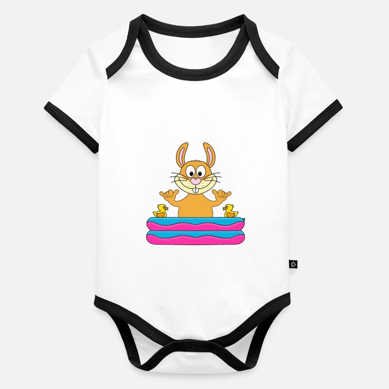 HASE - POOL - PLANSCHBECKEN - SHAKA - TIER Baby Bio-Kurzarm-Kontrastbody