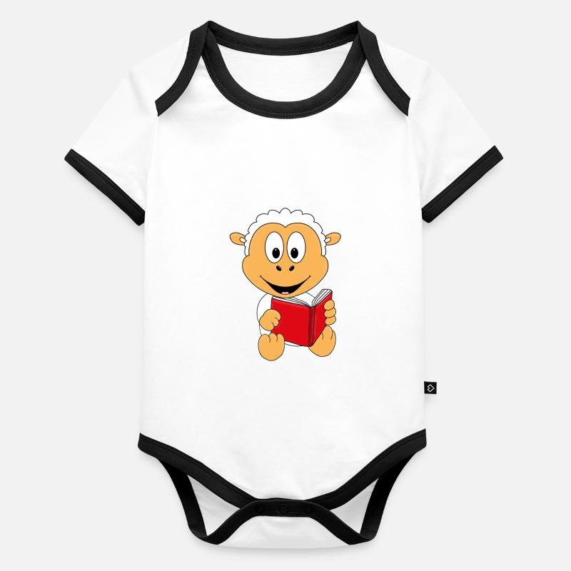 SCHAF - BUCH - LESEN - GESCHICHTE - VORLESEN Baby Bio-Kurzarm-Kontrastbody