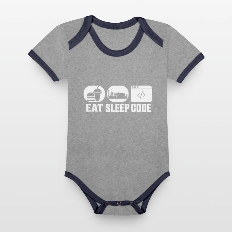 Eat Sleep Code Software Coding Baby Bio-Kurzarm-Kontrastbody