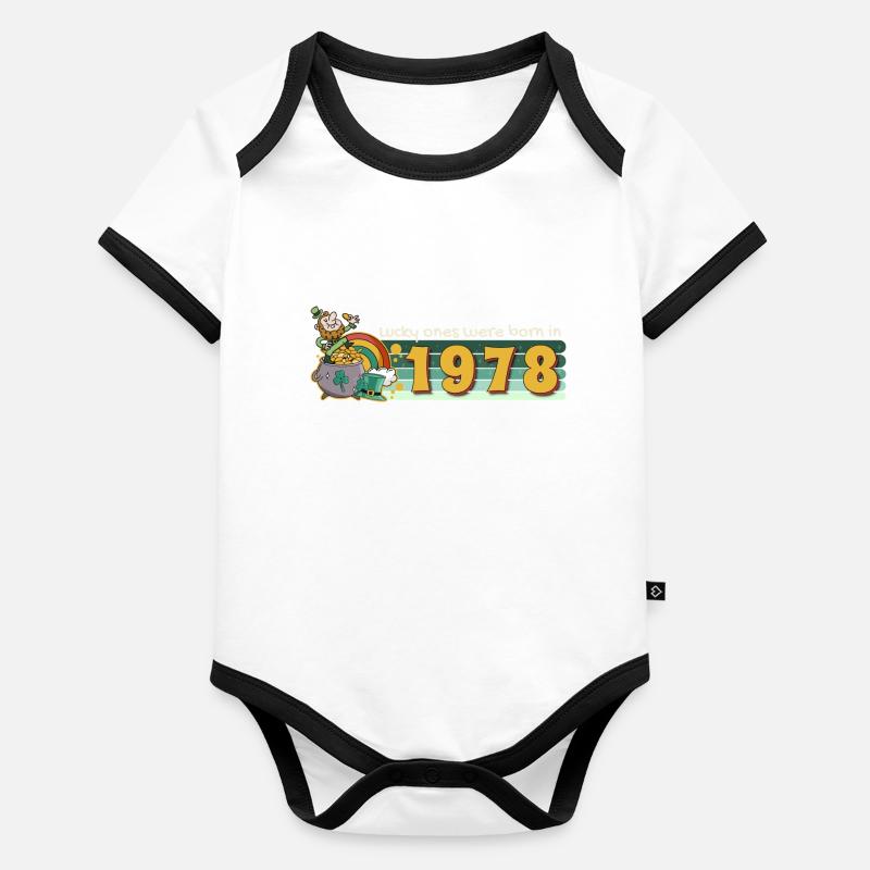 Lucky Ones Were Born in 1978 tee St. Patrick's Organic Baby Contrasting Bodysuit