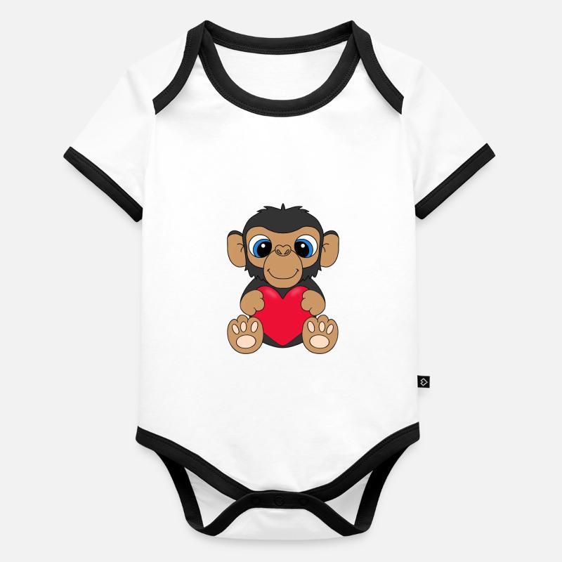 AFFE - HERZ - LIEBE - TIER Baby Bio-Kurzarm-Kontrastbody