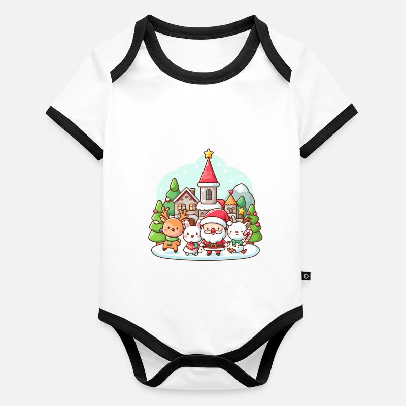 Noël Mignon Body Bébé bio contrasté manches courtes