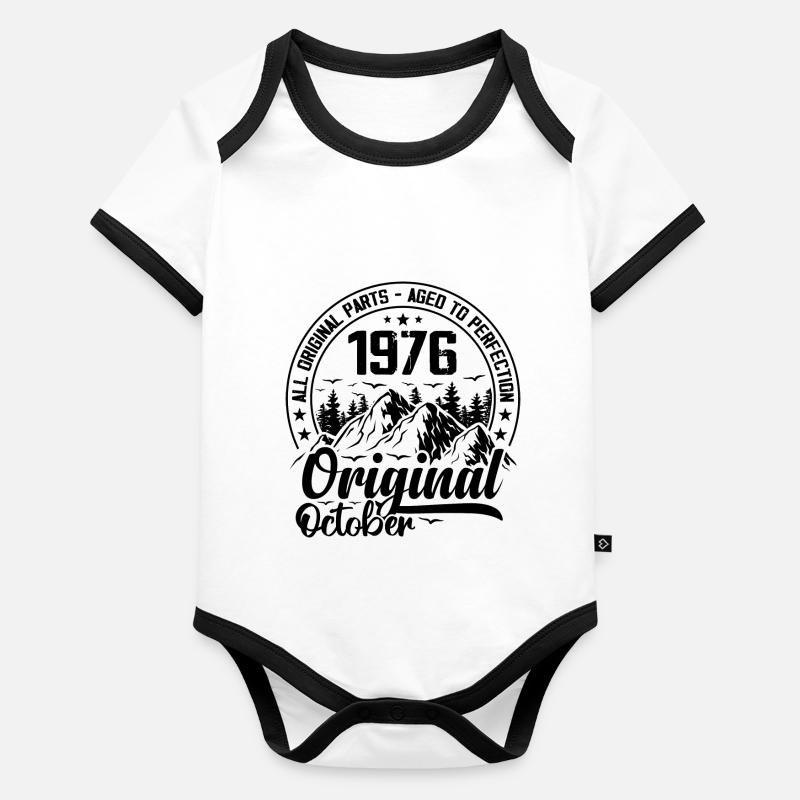 1976 October Original 48 Years Anniversary Gift Organic Baby Contrasting Bodysuit