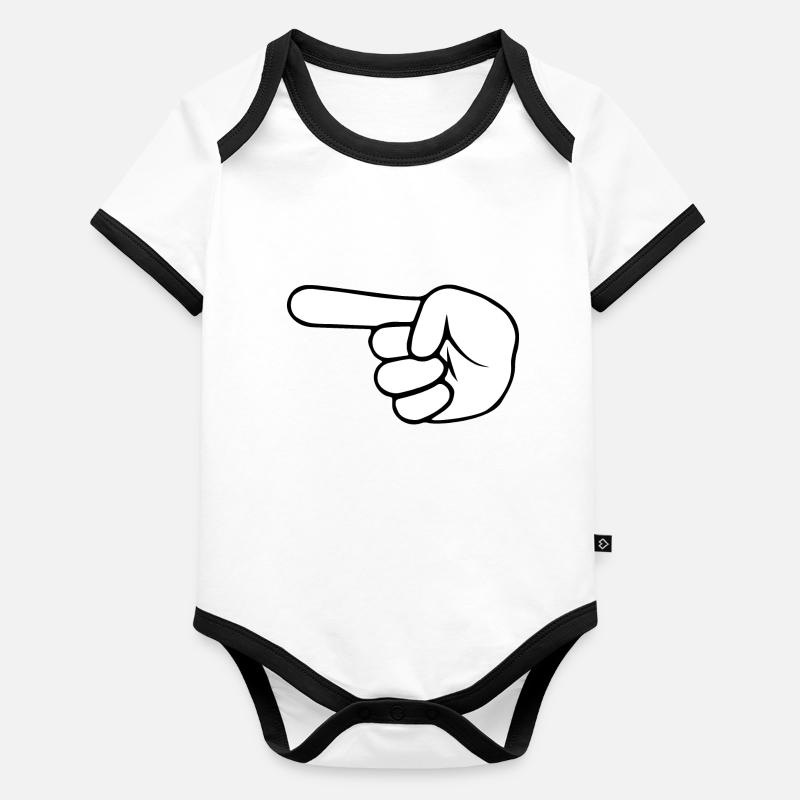 Doigt de la main gauche | Noir / Blanc Body Bébé bio contrasté manches courtes