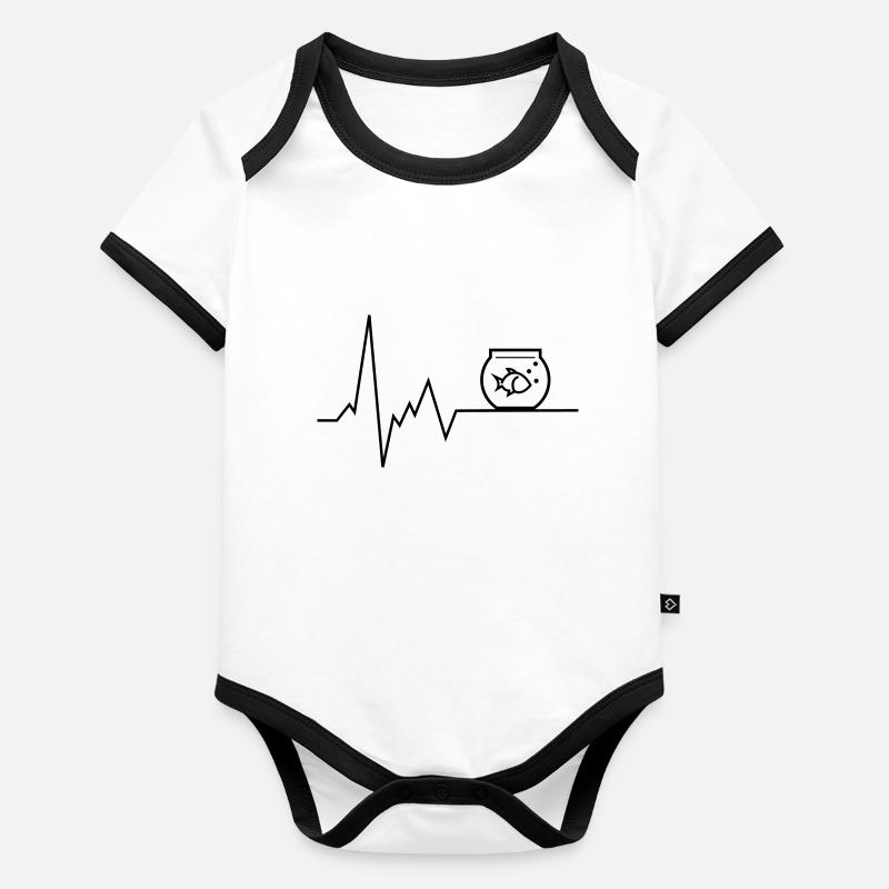 poisson rouge battement de coeur Body Bébé bio contrasté manches courtes