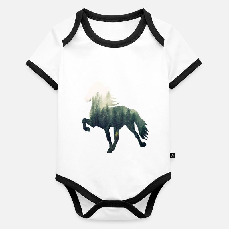 Islandpferd Forest Body Bébé bio contrasté manches courtes