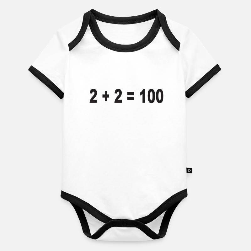 2 + 2 = 100 Binary Numbers Organic Baby Contrasting Bodysuit