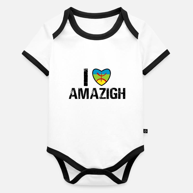 Ich liebe Amazigh Baby Bio-Kurzarm-Kontrastbody