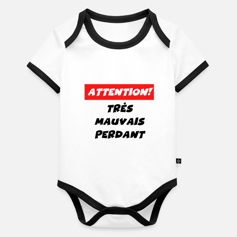 attention très mauvais perdant Body Bébé bio contrasté manches courtes