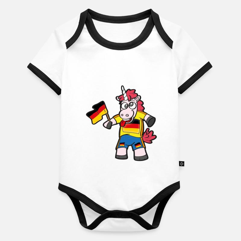 German Crazy Unicorn Organic Baby Contrasting Bodysuit
