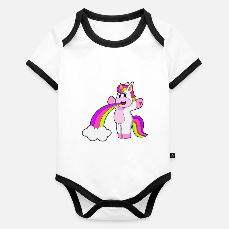 Unicorn Rainbow Clouds Organic Baby Contrasting Bodysuit