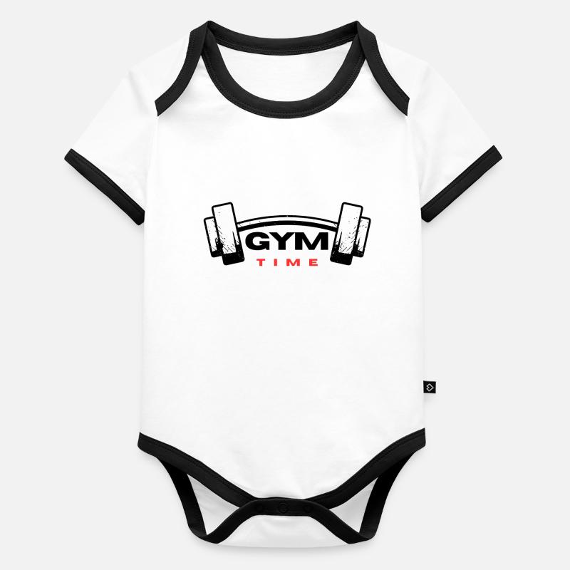 Gym Time text design Organic Baby Contrasting Bodysuit