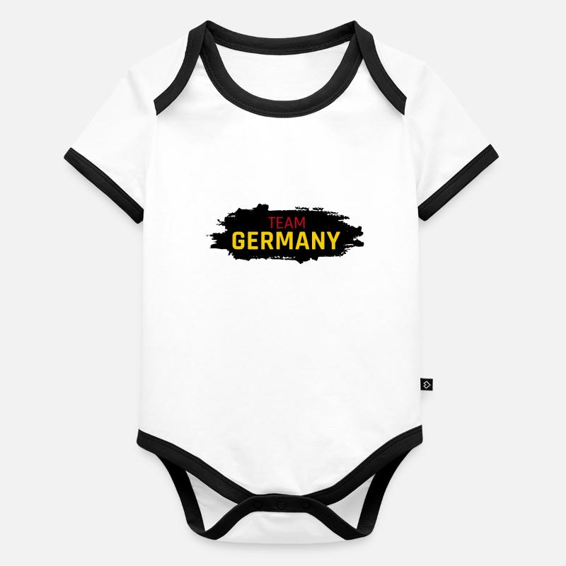 Team Germany Button Baby Bio-Kurzarm-Kontrastbody