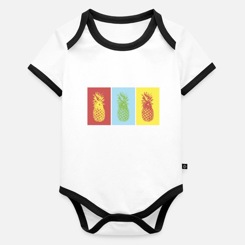 ananas Body Bébé bio contrasté manches courtes