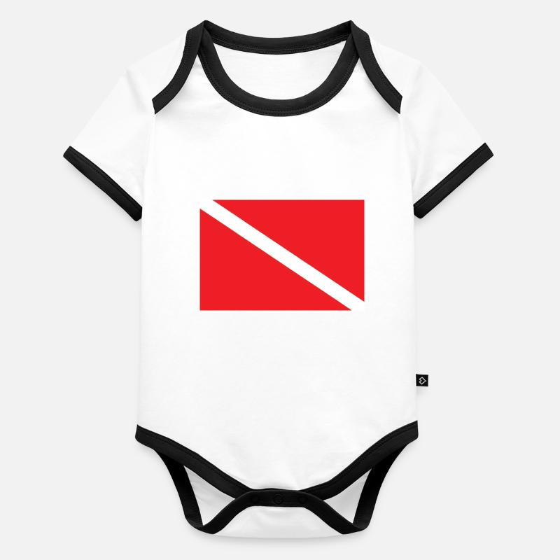 PLONGEUR PLONGEUR VERS LE BAS DRAPEAU Body Bébé bio contrasté manches courtes