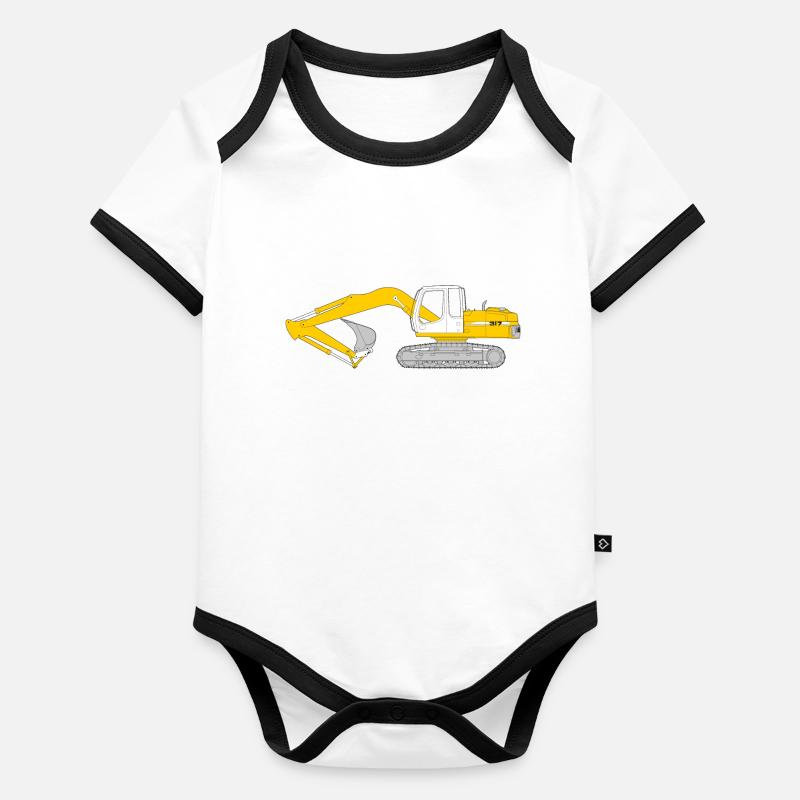crawler excavator Organic Baby Contrasting Bodysuit