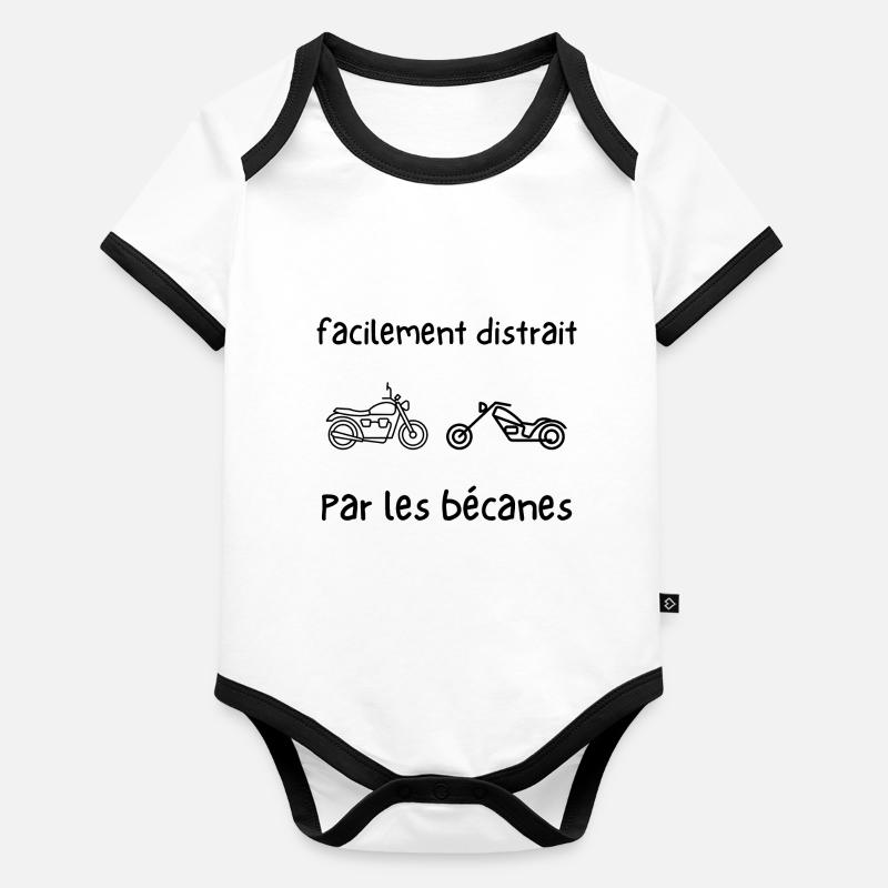 facilement distrait par les bécanes Body Bébé bio contrasté manches courtes