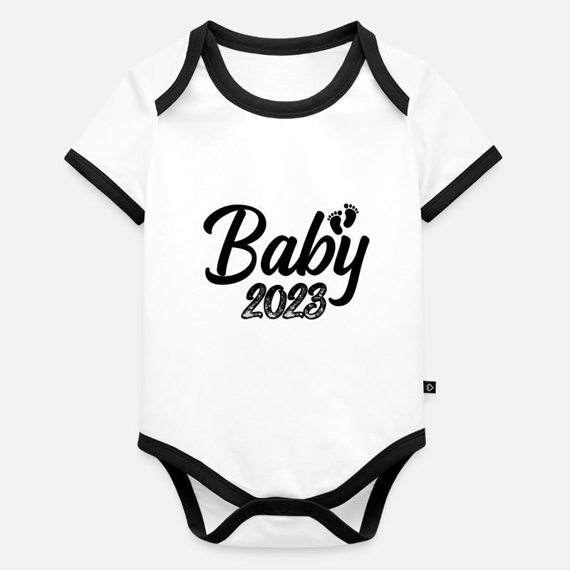 Bébé 2023 Grossesse Annonce Naissance bébé Body Bébé bio contrasté manches courtes