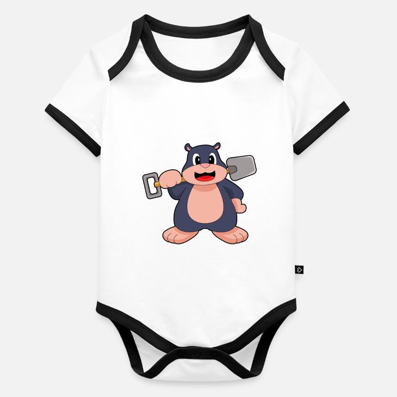 Maulwurf Schaufel Baby Bio-Kurzarm-Kontrastbody