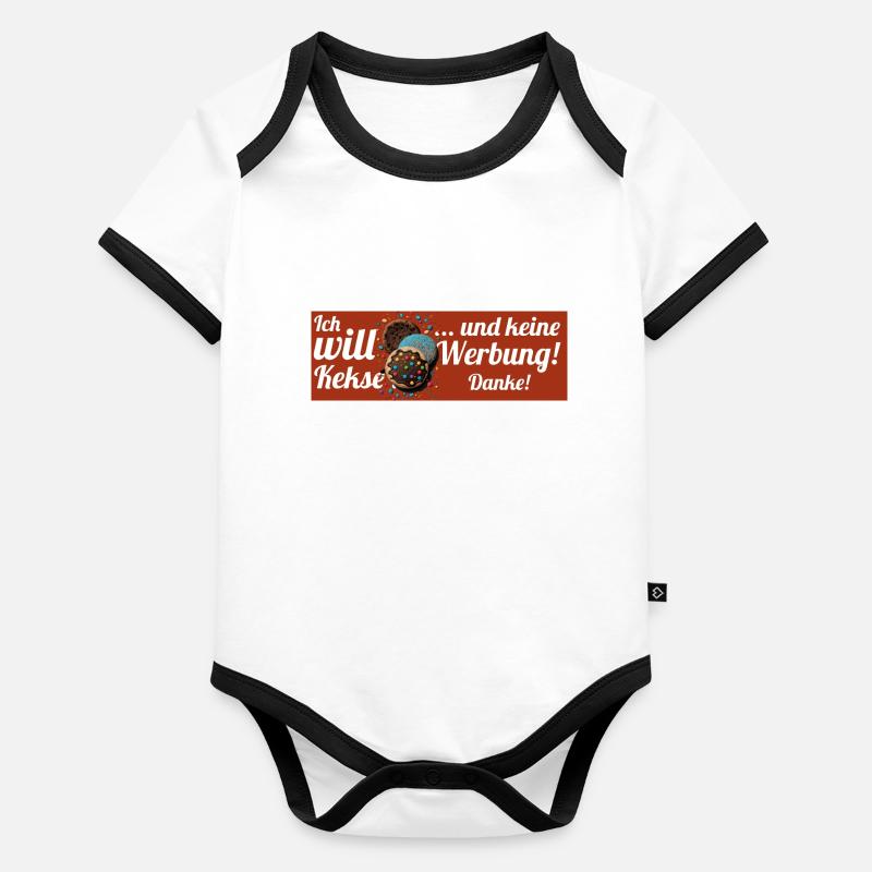 Ich will Kekse und keine Werbung! Keine Werbung! Baby Bio-Kurzarm-Kontrastbody