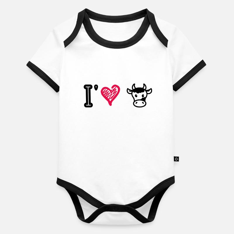 J’aime les vaches Body Bébé bio contrasté manches courtes