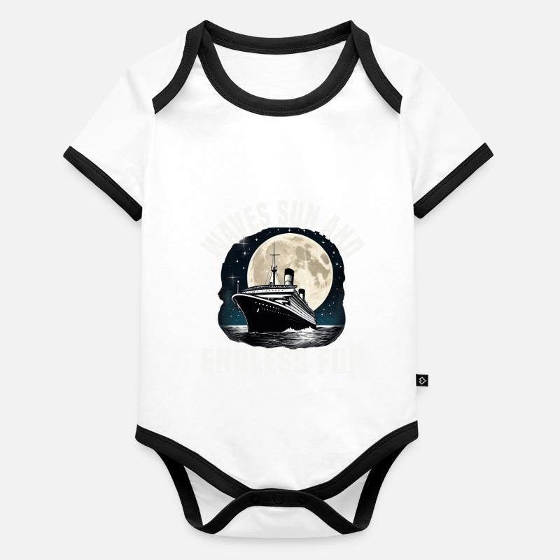 Waves Sun And Endless Fun Cruise Ship Vacation Baby Bio-Kurzarm-Kontrastbody