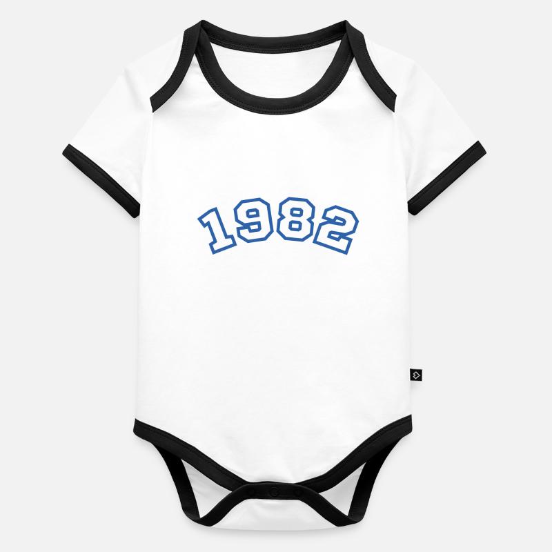 1982 Sport Blau Baby Bio-Kurzarm-Kontrastbody