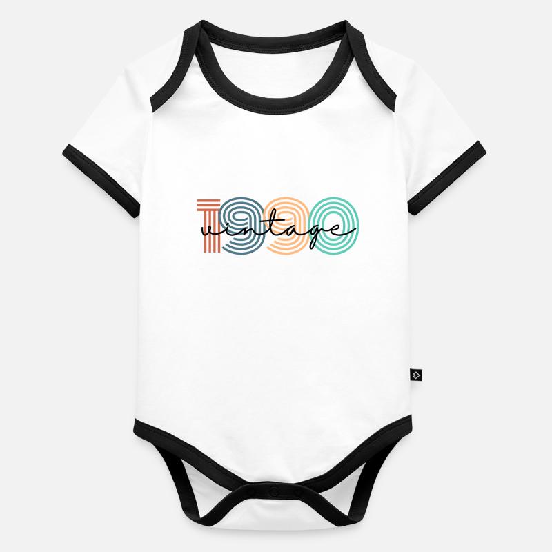 1990 vintage rétro Body Bébé bio contrasté manches courtes